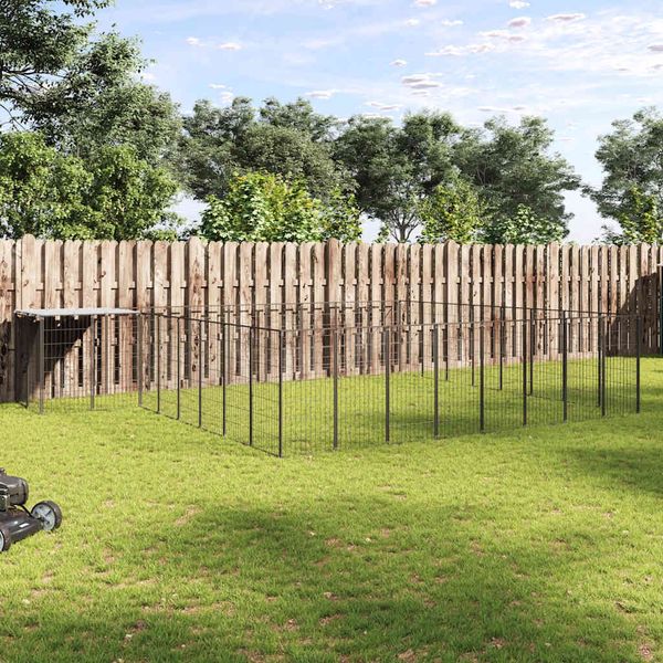 vidaXL Koterec pre psy čierny 20,57 m² oceľ