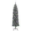 vidaXL Umelý chudý vianočný strom Zelená a biela 210 cm
