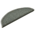 vidaXL Schodové rohože 15 ks 56x17x3 cm tmavozelené polkruhové