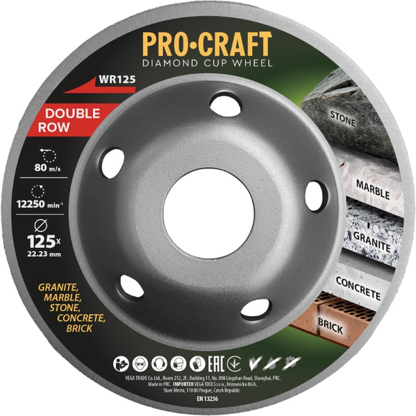 Diamantový brúsny kotúč 125 mm PROCRAFT WR125 Double Row