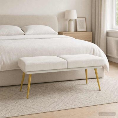 vidaXL Dvojvrstvová lavica Krémová 120 x 45 x 46 cm Zamat