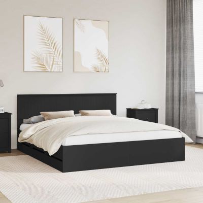 vidaXL Rám postele so zásuvkou Čierna 180 x 200 cm Inžinierske drevo