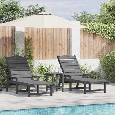 vidaXL Lehátko 3 pcs Svetlosivá Polyetylén