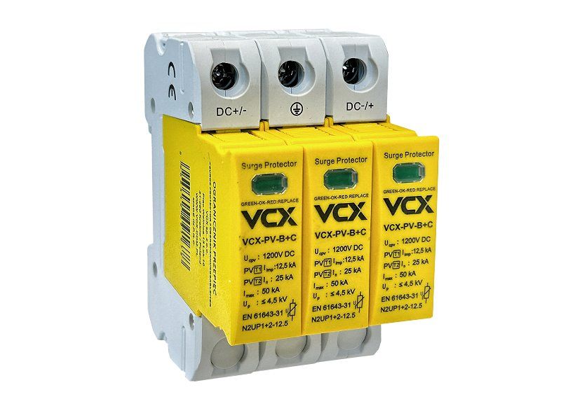 Ochrana pred prenapätím VCX DC PV-B+C trieda T1T2 (B+C) 3P 1200V 12,5kA Professional GOLD