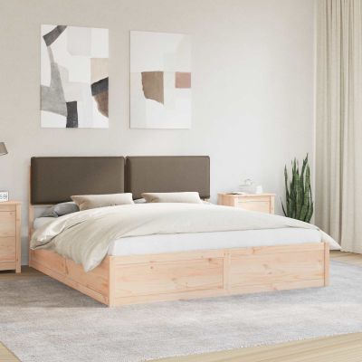 vidaXL Rám postele s čalúneným čelom Sivohnedá 200 x 200 cm