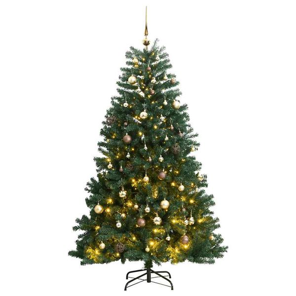 vidaXL Umelý výklopný vianočný stromček 300 LED a sada gúľ 240 cm