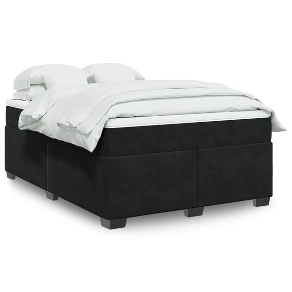 vidaXL Posteľný rám boxspring s matracom čierny 160x200 cm zamat