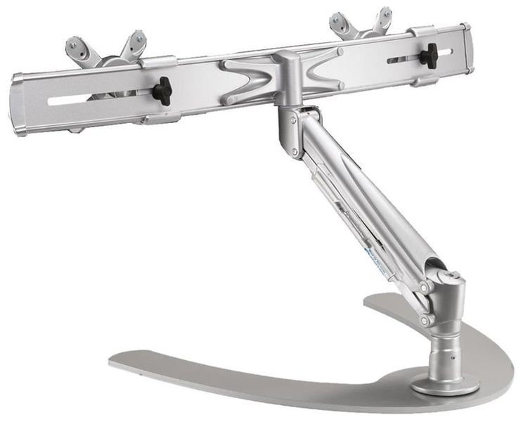 Neomounts FPMA-D940DD / Flat Screen Desk Mount (stand/foot)  / Silver Stojan, VESA, stolní, pro 2 ploché monitory, úhloprícka 10"-24", náklon 60°, otácení 120°, rotace 180°, nosnost 14kg, stríbrný