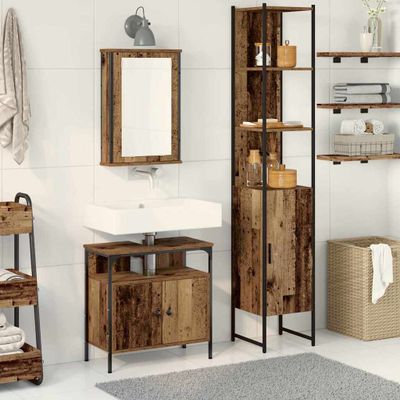 vidaXL Sada kúpeľňového nábytku 3 pcs Staré drevo Kompozitné drevo