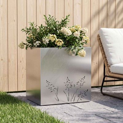 vidaXL Záhradný kvetináč Strieborná 50 x 30 x 49 cm Nehrdzavejúca oceľ