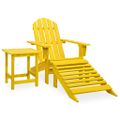 vidaXL Záhradná stolička Adirondack s otomanom a stolíkom jedľa žltá