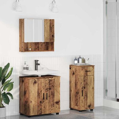 vidaXL Sada kúpeľňového nábytku so zásuvkou Nástenný 3 pcs Staré drevo