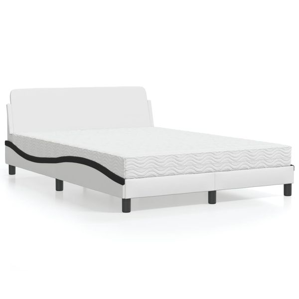 vidaXL Posteľ s matracom Dover bielo-čierna 140x190 cm umelá koža