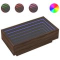 vidaXL Konferenčný stolík s LED hnedý dub 90x50x30 cm kompozitné drevo