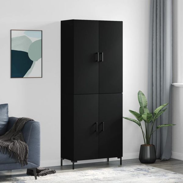 vidaXL Vysoká skrinka čierna 69,5x34x180 cm spracované drevo