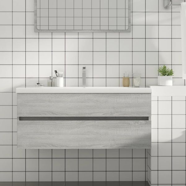 vidaXL Umývadlová skrinka sivá sonoma 100x38,5x45 cm spracované drevo