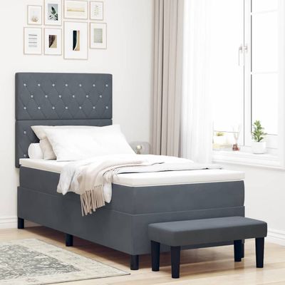 vidaXL Posteľ s pružinovým rámom Tmavo šedá 190 x 90 cm Zamat