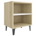 vidaXL Nočné stolíky s kovovými nohami 2 ks, sonoma+biela 40x30x50 cm
