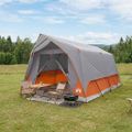 vidaXL Tunelový stan Šedá a oranžová Pre 10 osôb Polyester a oceľ