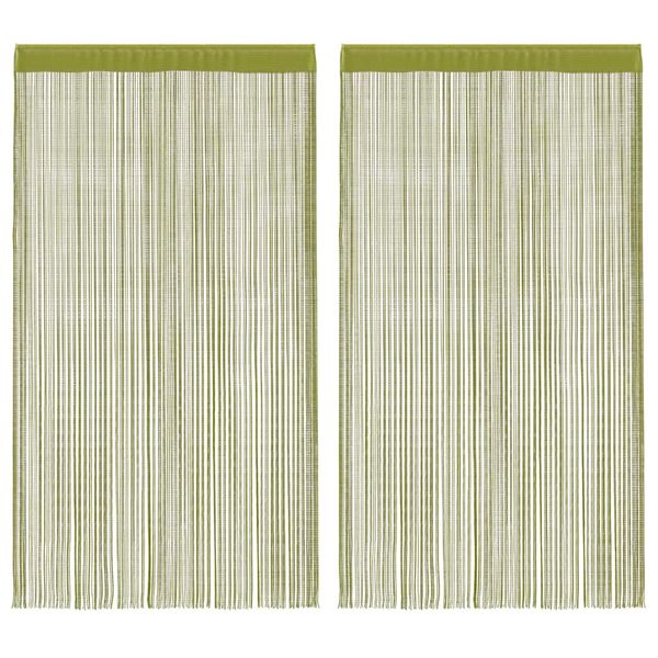 vidaXL Šnúrkový záves, 2 ks, 100x250 cm, zelený
