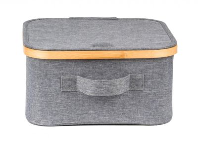 Úložný box G21 30 x 30 x 15 cm, bambusový s vekom, sivý