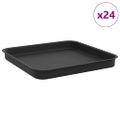 vidaXL Štvorcový kvetinový podnos 24 ks Čierna 25,5 x 25,5 x 2,5 cm