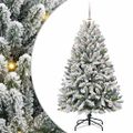 vidaXL Umelý Sklápací Vianočný Stromček 150 LED Zelená a biela 150 cm
