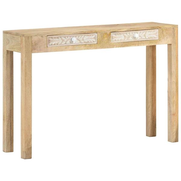 vidaXL Konzolový stolík 110x30x75cm masívne bielené mangovníkové drevo