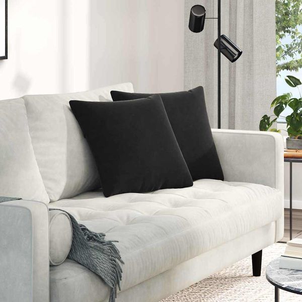 vidaXL Vankúše na pohovku 2 pcs Čierna 45 x 45 cm Kordúrová tkanina