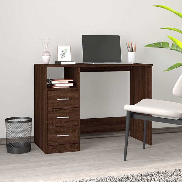 vidaXL Stolík so zásuvkami hnedý dub 102x50x76 cm spracované drevo