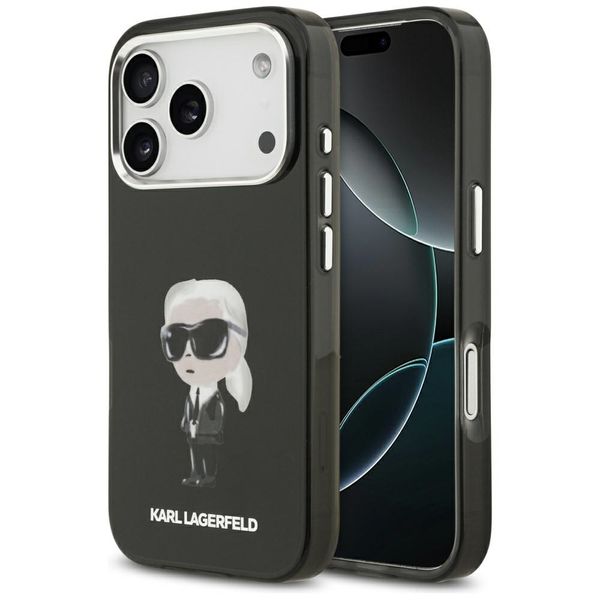 Puzdro Karl Lagerfeld pre iPhone 17 Pro 6,3" IML Aquarelle Karl & Logo MagSafe čierna