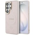 Obal Guess Saffiano Peony Embossed Ring MagSafe pre Samsung Galaxy S26 Ultra ružový