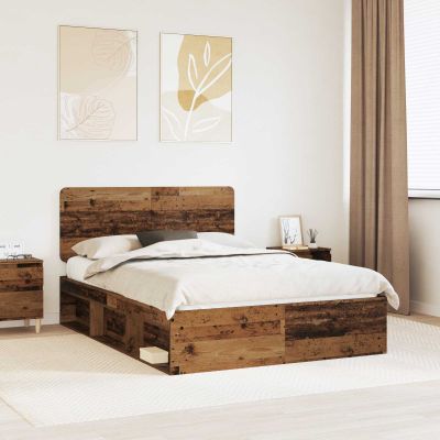 vidaXL Rám postele Staré drevo 150 x 200 cm Masívne borovicové drevo