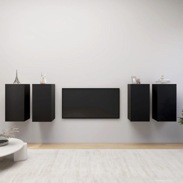 vidaXL TV skrinky 4 ks, čierne 30,5x30x60 cm, kompozitné drevo