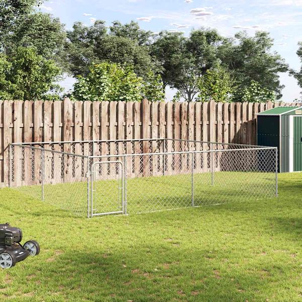 vidaXL Vonkajšia voliéra pre psy, pozinkovaná oceľ 4x4x1 m