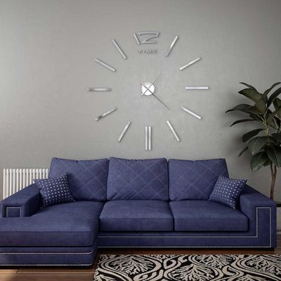 vidaXL 3D nástenné hodiny s moderným dizajnom 100 cm XXL strieborné