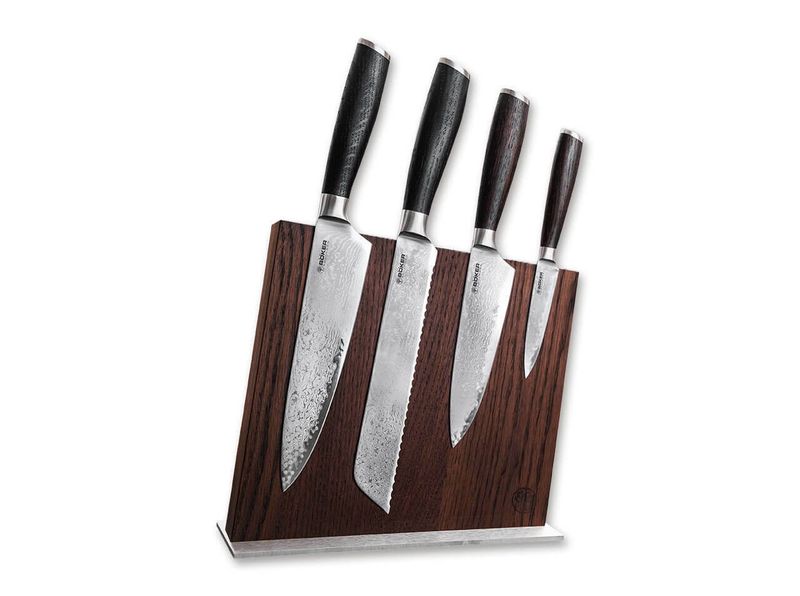 Böker Manufaktur Solingen 130446SET Damast Set Style magnetický blok + 4 nože, dubové drevo