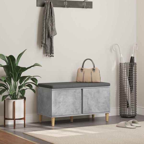 vidaXL Predsieňová lavica s vankúšom Betónovo Sivá 80 x 38 x 46 cm