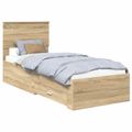vidaXL Rám postele Sonoma dub a striebro 75 x 190 cm Kompozitné drevo