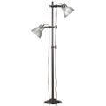 vidaXL Stojanová lampa s 2 tienidlami strieborná E27 liatina železa