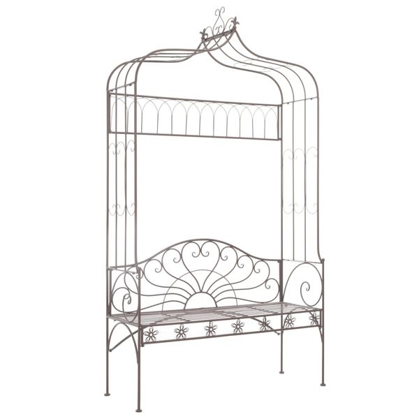 vidaXL Záhradná lavička 122 cm, železo, starožitná, hnedá
