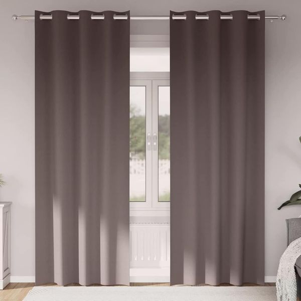 vidaXL Záclony na zatemnenie s krúžkami 2 pcs Tmavohnedá 260 x 140 cm