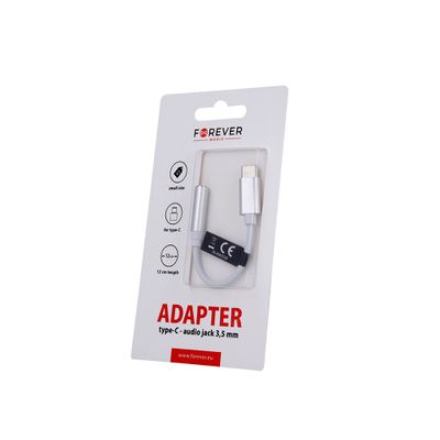 Adaptér Forever audio USB-C - jack 3,5 mm biely