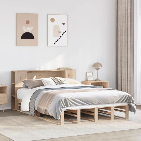 vidaXL Posteľ s knižnicou bez matraca 140x190 cm masívne drevo