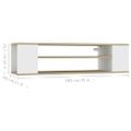 vidaXL Závesná TV skrinka, biela+sonoma 100x30x26,5cm kompozitné drevo