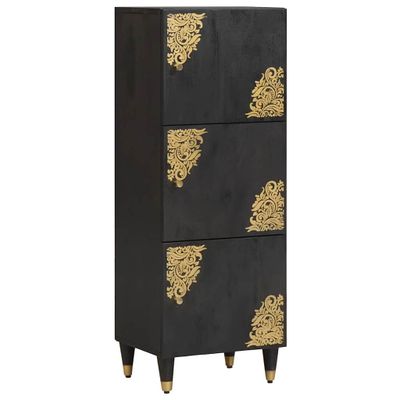vidaXL Highboard s dverami Čierna 40 x 33 x 110 cm Masívne mango drevo