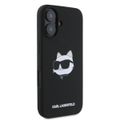Karl Lagerfeld puzdro pre iPhone 16 6,1" KLHMP16SSCHPPLK čierne hardcase Silicone Choupette Head Print MagSafe
