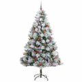vidaXL Umelý vianočný stromček Zelená a biela 210 cm PVC, kov a plast