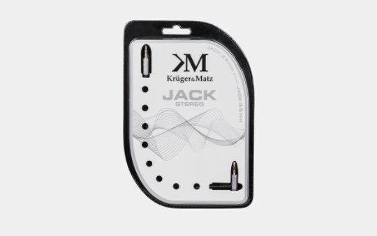 Kábel Audio Kruger&Matz KM0312 uhlový Jack 3.5 stereo prepojovací 1m