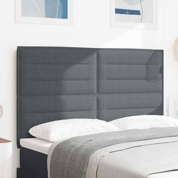 vidaXL LED hlavová doska Tmavo šedá 144 cm Kordúrová tkanina
